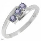 Stylish Ring With Genuine Tanzanites in 925 Sterling silver- Size 7