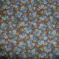 Blue Yellow White Flowers on Brown Cotton Fabric Fat Quarter FQ