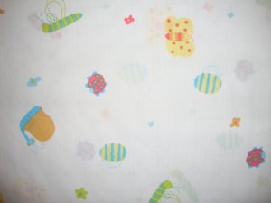 Friendly Bug Toss on White Fabric by Springs Fat Quarter FQ
