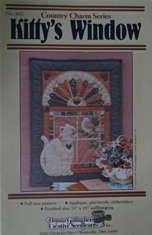 Kitty's Window Vintage Wall Hanging Pattern by Creative Needlearts Country Charm Series