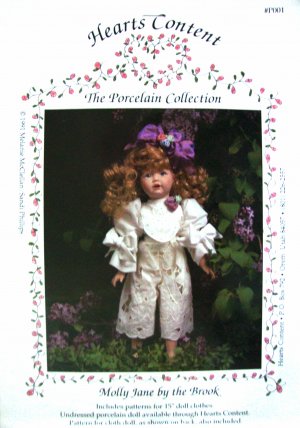 Molly Jane by the Brook 15" Doll Clothes Sewing Pattern by Hearts Content Porcelain Collection