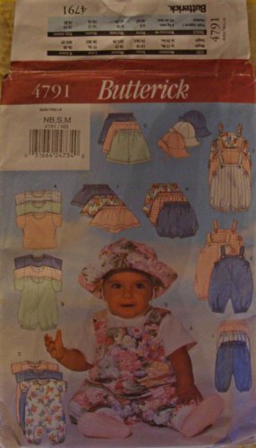 Butterick Baby Clothes Pattern 4791 Size NB S M Newborn Small Medium
