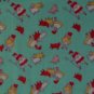Granny's Nursery Rhymes Mary Lamb Bo Peep on Green Repro Kids Cotton Fabric 1 1/3 Yd