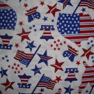 F8 Americana Stars & Stripes Map Flag Bell on White Fabric by Oakhurst Textiles Fat Eighth F8th