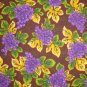 SALE! Purple Grape Clusters Vine Leaves on Brown Cotton Quilt Fabric By-the-Yard