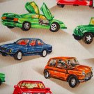BTY Vintage Cars Jeep on Tan Cotton Fabric by Shamash & Sons By the Yard