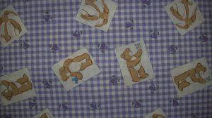 F8 Moda Sweet Lullaby Bear and Bunny Patches on Purple Gingham Fabric Fat Eighth F8th