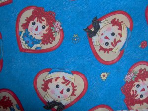 Daisy Kingdom Raggedy Ann Andy Friends Allover Hearts Fabric Fat Quarter FQ OOP HTF