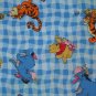 FQ Disney Winnie the Pooh Character Toss on Blue Gingham Fabric Fat Quarter