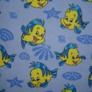 FQ Yellow Blue Fish Cotton Snuggle Flannel Fabric Fat Quarter