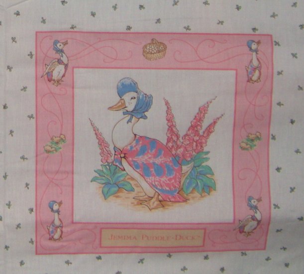 Vintage Beatrix Potter Jamima Puddle-duck Quilt Block Panel Cotton ...