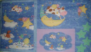 Hey Diddle Diddle Cat and Fiddle Wall Hanging 60" Fabric Panel
