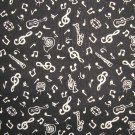 2 3/8+ Yards Black & White Musical Notes & Instruments Cotton Fabric