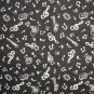 2 3/8+ Yards Black & White Musical Notes & Instruments Cotton Fabric