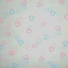 5/8 Yard Pastel Pink & Blue Hearts on White Cotton Fabric Bolt End