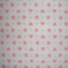 Pastel Pink Heart Diamonds on White Cotton Fabric Bolt End