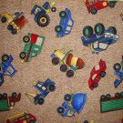 FQ Construction & Rescue Vehicles on Tan Cotton Fabric Fat Quarter