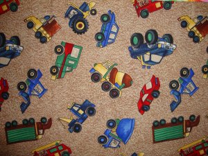 FQ Construction & Rescue Vehicles on Tan Cotton Fabric Fat Quarter