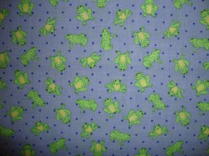 F8 Calico Frog on Blue Dots Cotton Fabric Fat Eighth F8th by Signature Classics