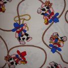 FQ Rodeo Cowboy Bunny Rabbit on White Cotton Fabric Fat Quarter
