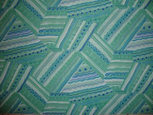 F8 Blue Green Purple White Geometric Shapes on Green Cotton Fabric Fat Eighth F8th