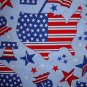 BTY Americana Stars & Stripes Map Flag Bell on Blue Fabric by Oakhurst Textiles By the Yard