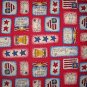 1 7/8+ Yard Americana Folk Art Patches on Red Fabric LAST PIECE