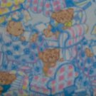 FQ Bedtime Story Teddy Bears on Blue Cotton Flannel Fabric Fat Quarter