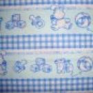Baby Toys in Rows on Blue Cotton Flannel Fabric Fat Quarter FQ