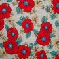 FQ Daisy Kingdom Granny's Feedsack Red Yellow Flowers on Cream 40's Repro Quilt Fabric Fat Quarter