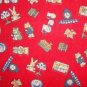 FQ Vintage Nursery Item Toss on Red Cotton Fabric Fat Quarter
