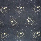 1 1/4 Yard Chanteclaire Black Beauties Yellow Hearts Cotton Fabric Bolt End