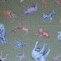 FQ Wild Jungle Safari Animals Tossed on Green Cotton Quilt Fabric Fat Quarter