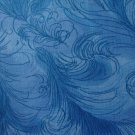 8 1/2" Light Medium Blue Feathery Swirls Cotton Fabric Bolt End
