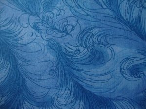 8 1/2" Light Medium Blue Feathery Swirls Cotton Fabric Bolt End