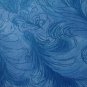 8 1/2" Light Medium Blue Feathery Swirls Cotton Fabric Bolt End