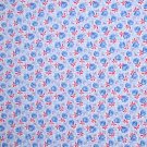 3/4 Yard Blue & Red Flowers on Blue Cotton Flannel Fabric Bolt End