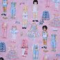 FQ Paper Dolls Clothes Accessories on Pink Fabric Traditions Cotton Fabric Fat Quarter