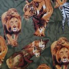 Bolt End Wild Jungle Safari Animals Appliques on Green 1/4 Yard Cotton Quilt Fabric