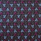 FQ Chapel House Pink and White Leaf Stripes on Brown Cotton Fabric Fat Quarter