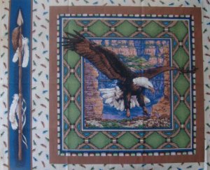 FQ Sacred Wings Eagle Pillow Quilt Block Cotton Fabric Fat Quarter