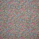 3/8 Yard Pink Blue & Purple Flower Calico on Tan Fabric Bolt End