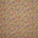 BTY Pink & Purple Flower Toss on Golden Tan Calico Fabric By the Yard