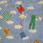 1 1/2 Yards Clothesline on Sky Blue with White Clouds Cotton Fabric Bolt End