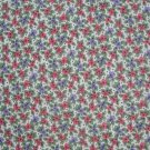 3/4+ Yard Red & Purple Calico Flowers on White Cotton Fabric Bolt End
