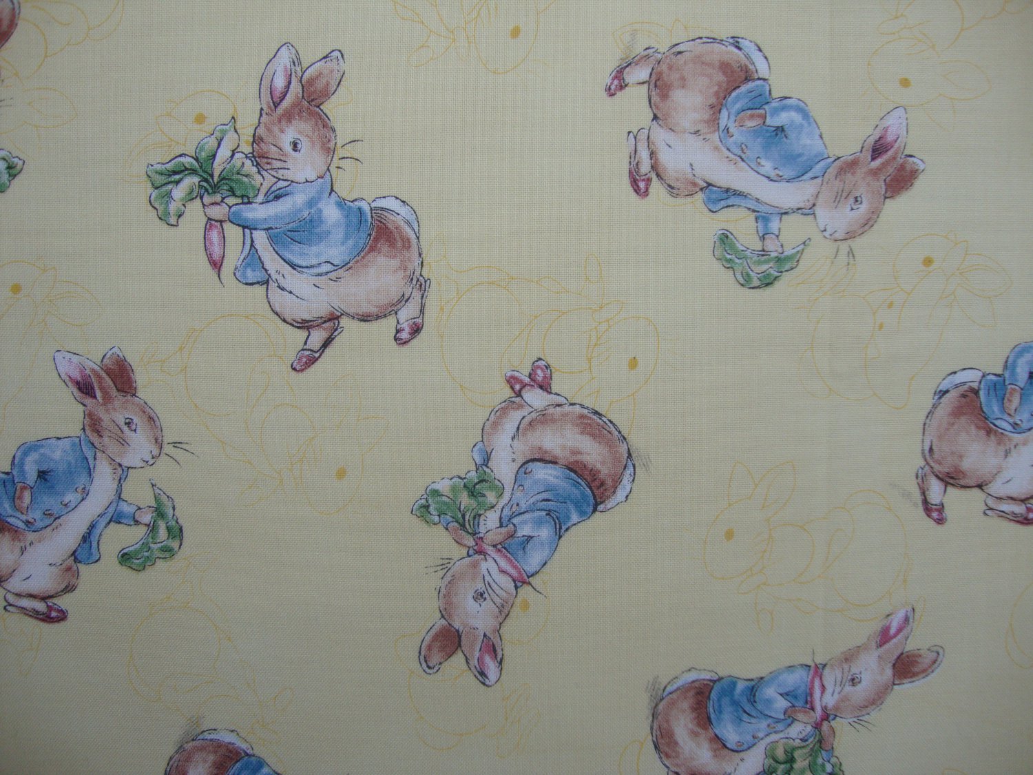 FQ Beatrix Potter Peter Rabbit on Yellow Toile Quilting Fabric Fat Quarter