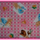 F8 Beatrix Potter Character Blocks on Pink Gingham Cotton Fabric Fat Eighth F8th