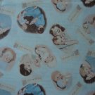 1 1/3 Yd RJR Tiny Treasures Vintage A Mother's Love Scenic Vignettes on Blue Cotton Fabric Bolt End
