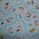 BTY Key to the Future Blue Baby and Toy Toss Kids Cartoon Fabric Print Concepts By the Yard