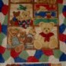 Suitcase Teddy Bear Family Baby Kids Quilt Top 60" Fabric Panel